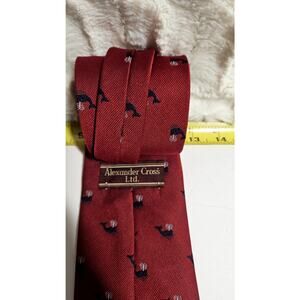 Vintage Alexander Cross Ltd. Red Whale Motif Silk Necktie